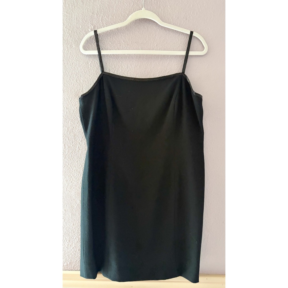 Vintage Lauren Ralph Lauren Black Beaded Trim Mini Dress Y2K Whimsigoth Size 14